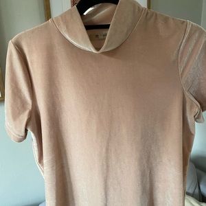 Madewell Mock Neck Blush Pink Velvet Top